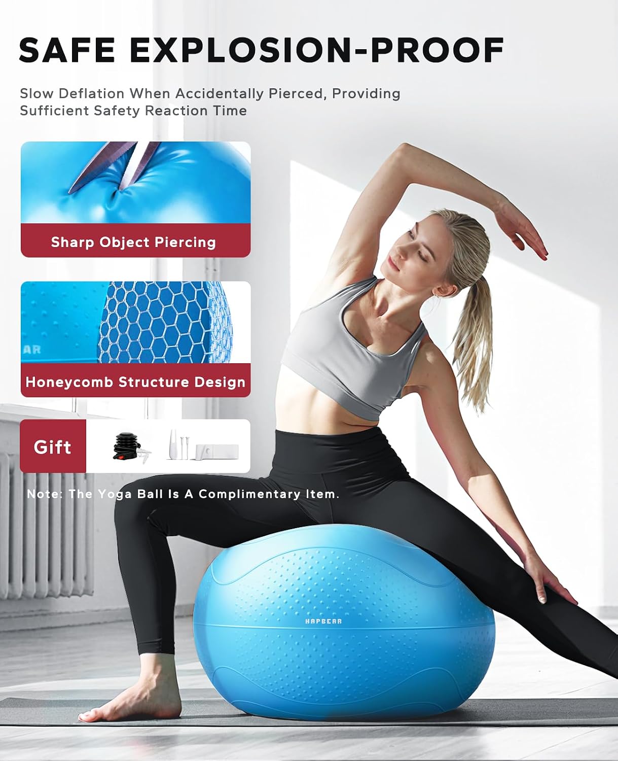 HAPBEAR Yoga Wheel Set with Exercise Ball, 12'' Back Roller Wheel for Back Pain Relief, Foam Roller for Back Stretching, Physical Therapy & Muscle Massage