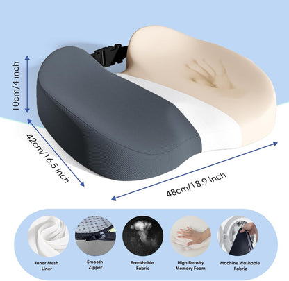 Large Memory Foam Seat Cushion for Office Chair, Car, Truck & Wheelchair - Sciatica, Coccyx & Tailbone Pain Relief Cushion for Long Sitting & Driving