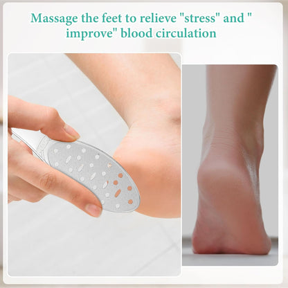 2 Pcs Stainless Steel Foot File Callus Remover Double Sided Metal Foot Scraper Rasp Scrubber for Wet or Dry Skin Professional Pedicure Tool for Hard Skin Cracked Heels Feet (Classic Style)