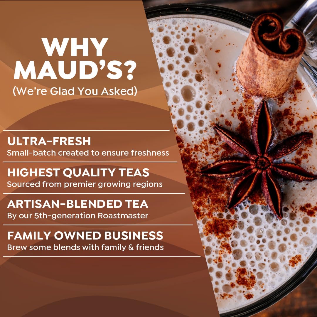 Maud's Instant Matcha Latte Mix, Flavored Drink Mix 10 Servings, 100% Gourmet Blended Tea Leaves, Hot Or Iced Matcha Latte - Just Add Water