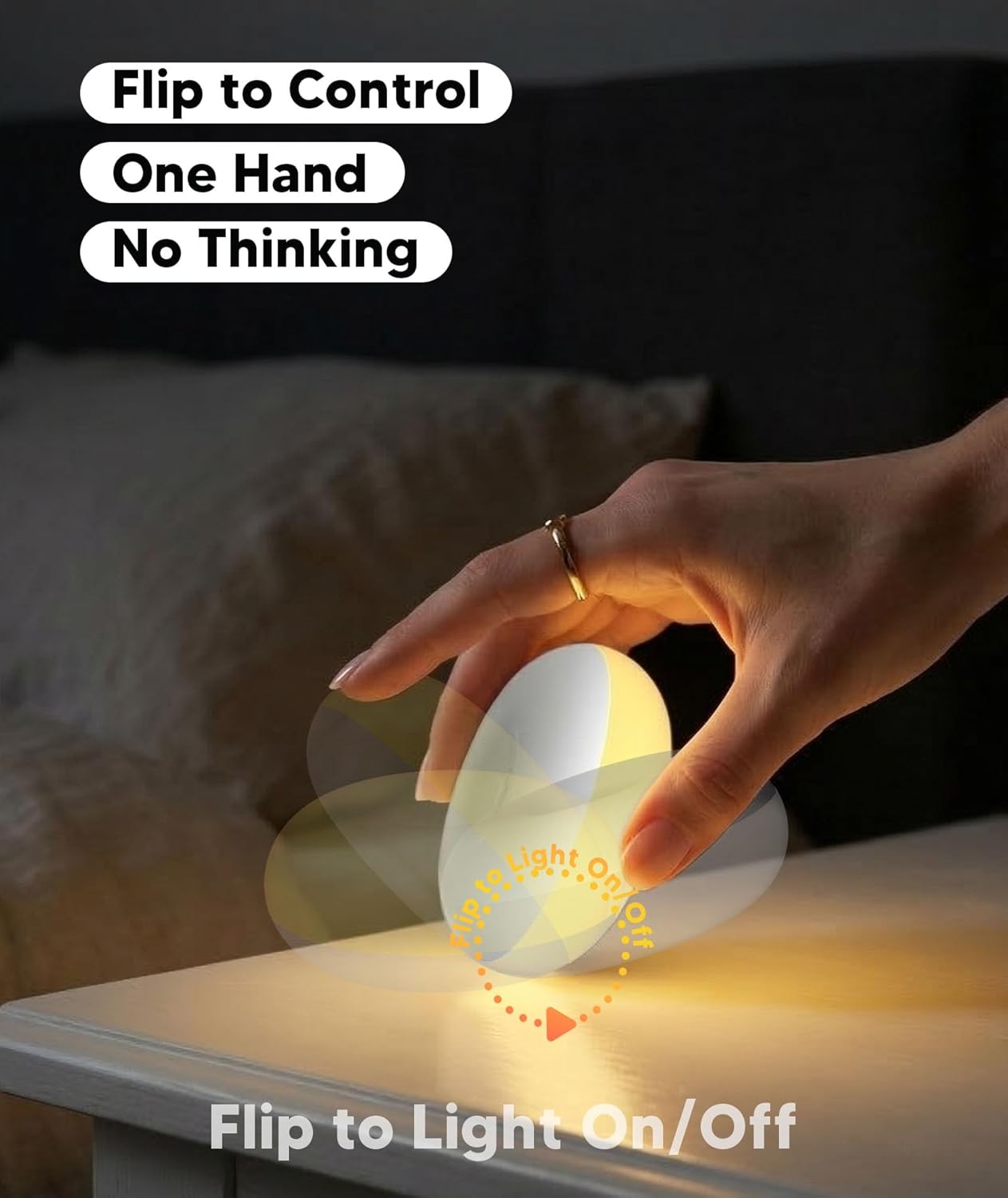 Baby Night Light for Nursery, 1800K Amber No Blue Light for Breastfeeding & Diaper Changes, Dimmable Silicone Egg Lamp with Flip Control, Brightness Memory, Child Lock, USB-C Rechargeable Nightlight