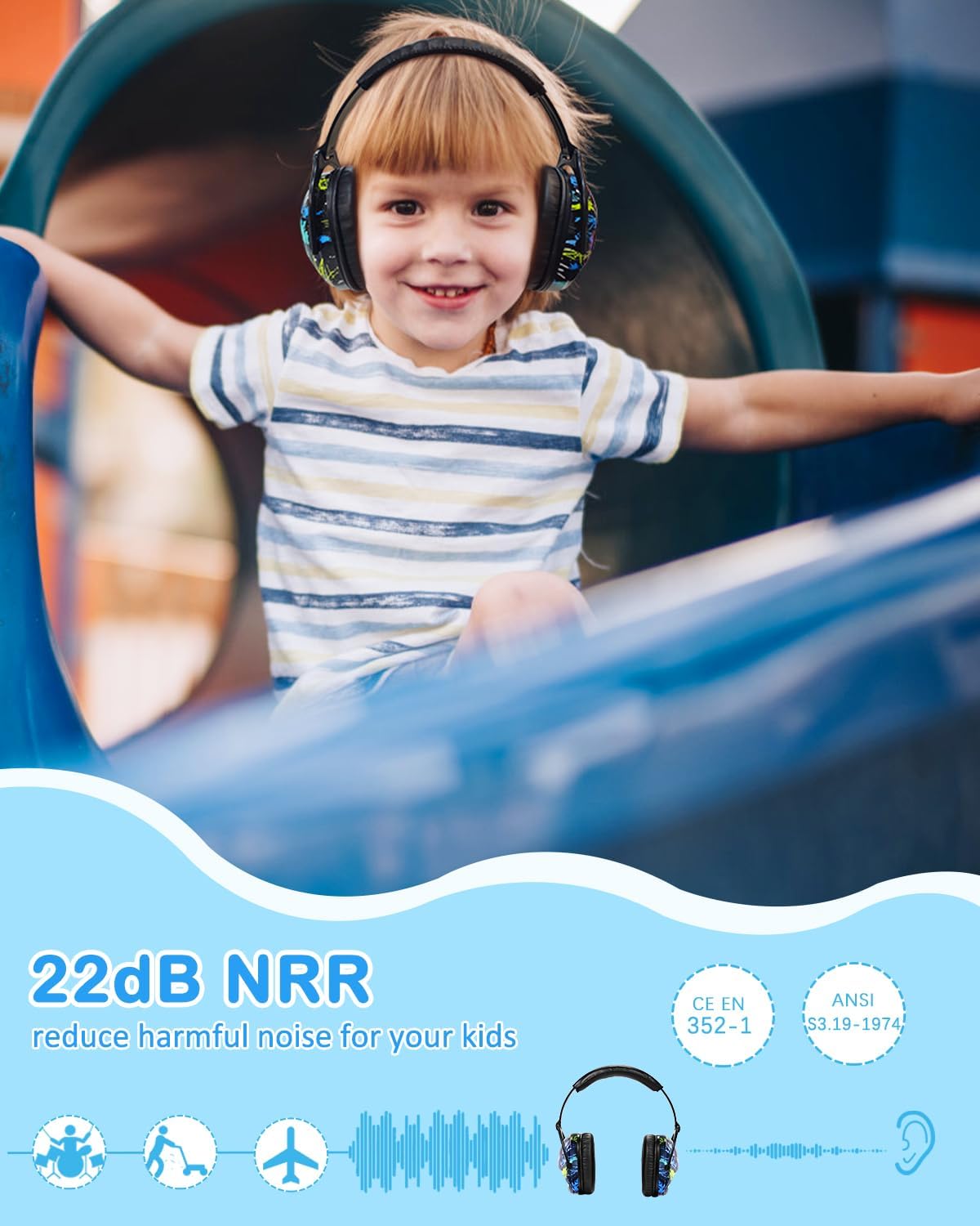 ZOHAN EM030 Kids Ear Protection, Noise Cancelling Headphones Ear Muffs for Autism Sensory, Safety Noise Reduction Hearing Protection for Monster Truck/Concerts/Fireworks/Air Shows