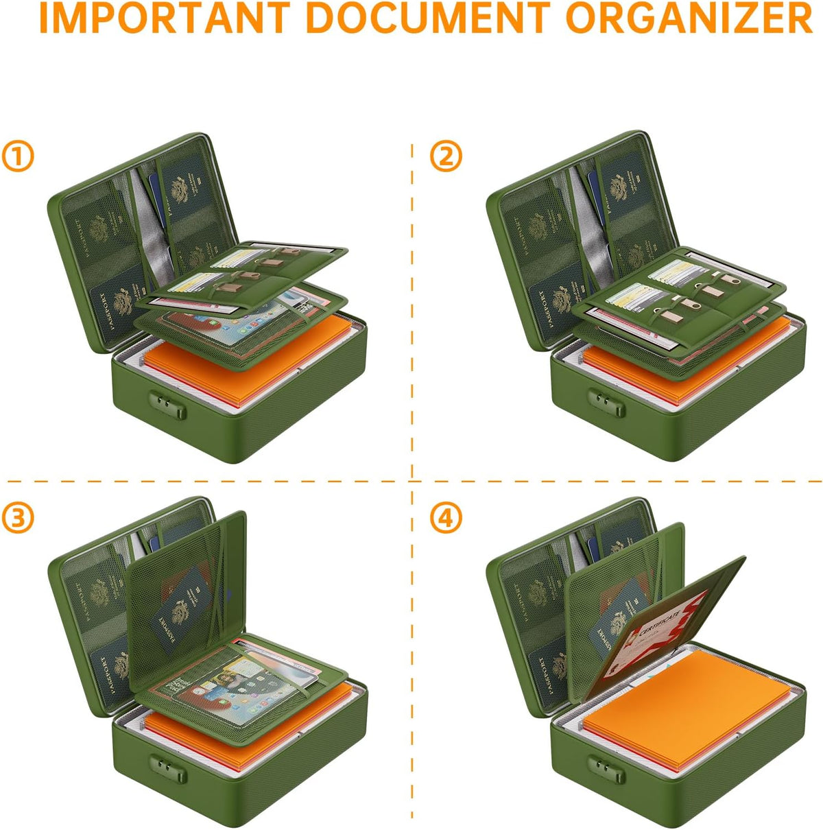 DocSafe 5200°F Fireproof Document Organizer Box with Lock, Heat Insulated