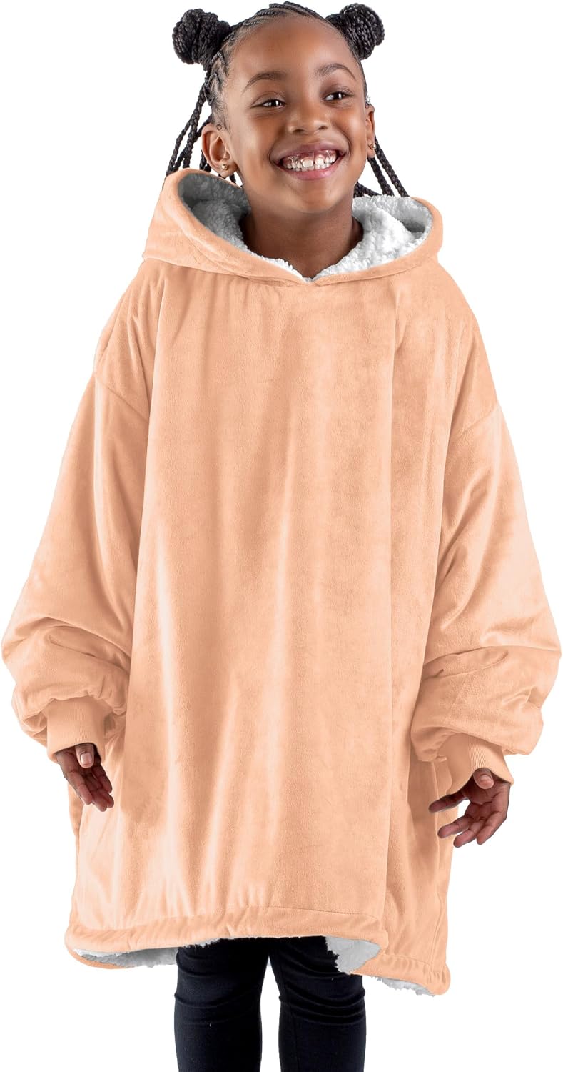 Bare Home Wearable Blanket Hoodie - Soft Plush Sherpa - Warm and Cozy - Oversized Wearable Blanket
