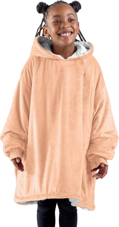 Bare Home Wearable Blanket Hoodie - Soft Plush Sherpa - Warm and Cozy - Oversized Wearable Blanket