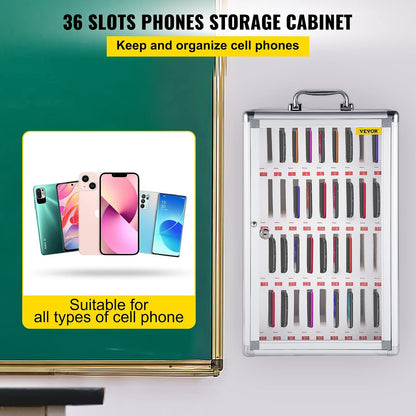 VEVOR Cell Phone Storage Locker, 10 Slots Acrylic Material with Door Locks and Keys, Wall-Mounted Cabinet Pocket Office Classroom Gym Box, Clear