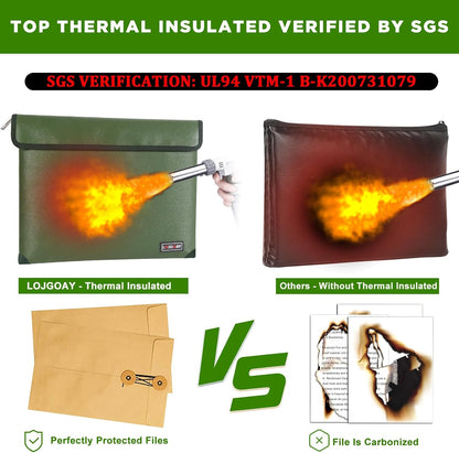 Fireproof Document Bag - with 5200°F Heat Insulated, Waterproof Fireproof Bag with Zipper, 8 Layers of Functional Materials, Fireproof Money Bag for Cash/Documents/Valuables, Fire bag 11"x7.7"