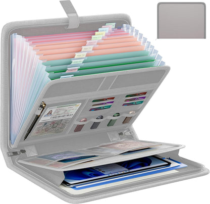 Fireproof Accordion File Organizer, Expanding File Folder with 13 Pockets