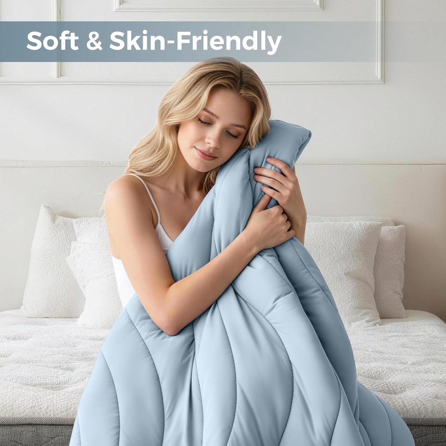 EASELAND Cooling Mattress Pad Queen Size for Hot Sleepers Pillow Top Mattress Cover Quilted Fitted Mattress Protector Breathable Mattress Topper with 8-21" Deep Pocket(60x80 Inches,Light Grey)