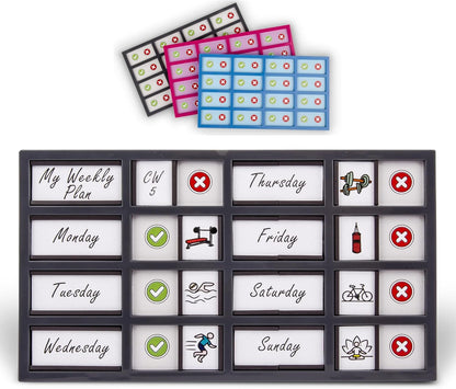 Customizable Checklist Board, Habit Tracker, and Chore Chart for Kids and Adults | Stay Organized with Daily Routines, Fitness, Self-Care, and Pet Care, For Fridge & Hang On Wall (Grey)