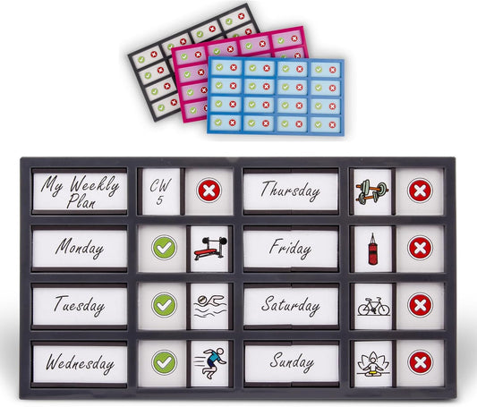 Customizable Checklist Board, Habit Tracker, and Chore Chart for Kids and Adults | Stay Organized with Daily Routines, Fitness, Self-Care, and Pet Care, For Fridge & Hang On Wall (Grey)
