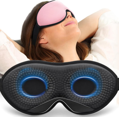MABAO Weighted Sleep Mask - 100% Blackout Eye Mask for Sleeping for Women Men, 3D Contoured for Lash Extension, Zero Eye Pressure Memory Foam Cover, Soft Gentle Pressure Blindfold for Travel - Black