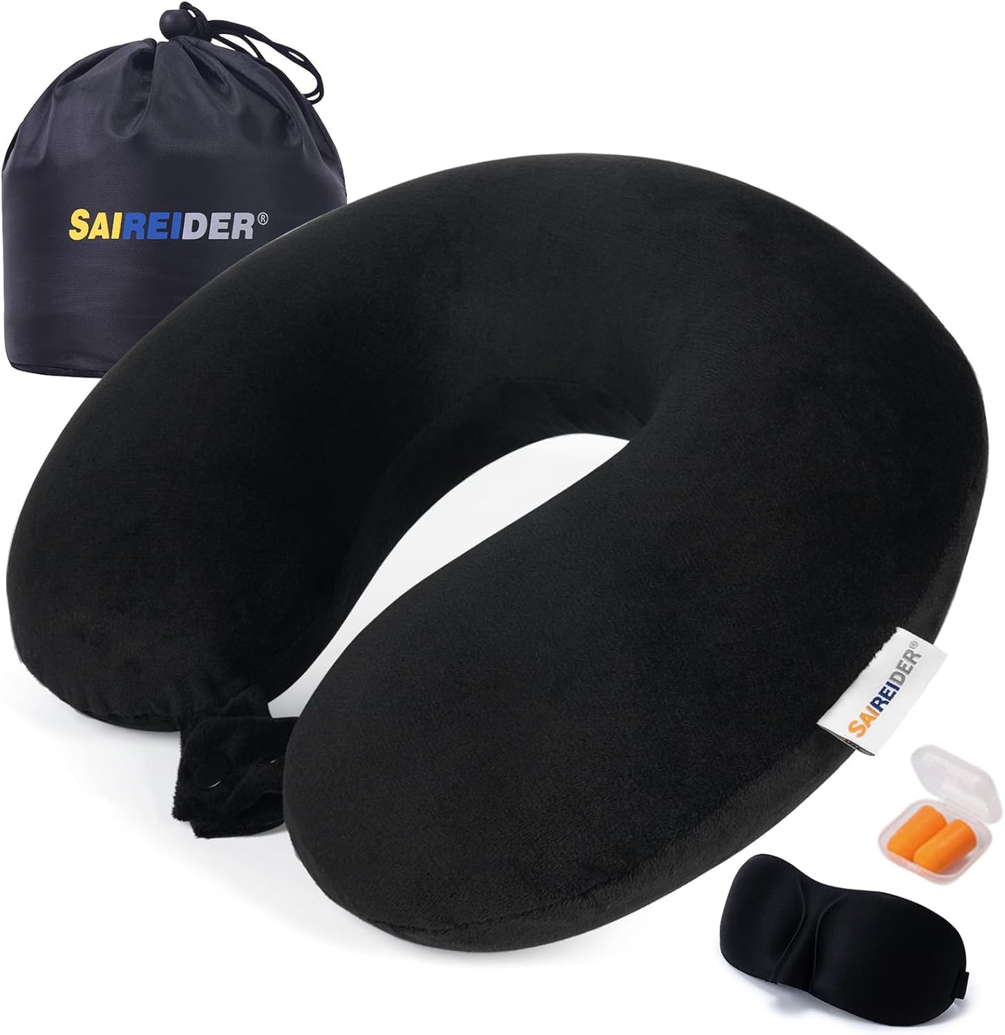SAIREIDER Neck Pillows for Travel-Head Neck Support Travel Pillow for Traveling, Car, Home, Office Adjustable(Navy Blue)