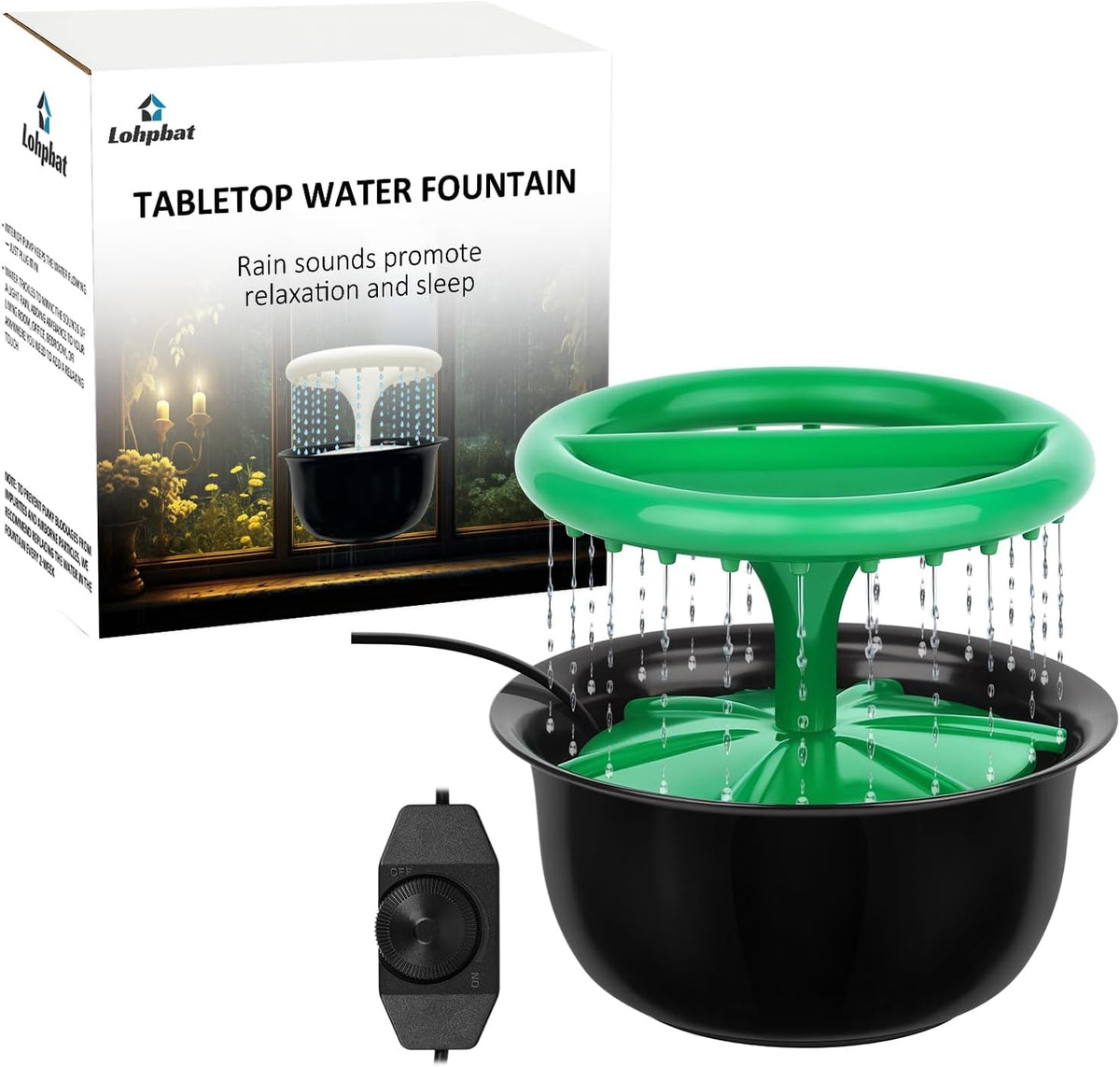 Tabletop Fountains Indoor, Great Gift for Christmas, Small Desk Waterfall Fountain for Living Room/Office Zen/Home Décor, Aluminum Die Casting Pot, Green