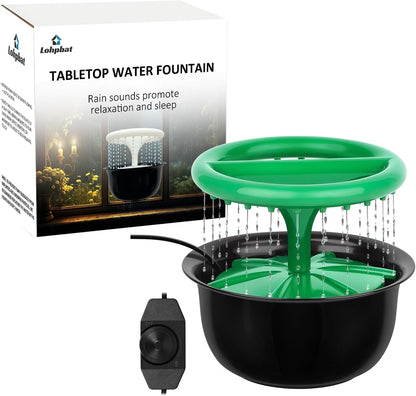 Tabletop Fountains Indoor, Great Gift for Christmas, Small Desk Waterfall Fountain for Living Room/Office Zen/Home Décor, Aluminum Die Casting Pot, Green