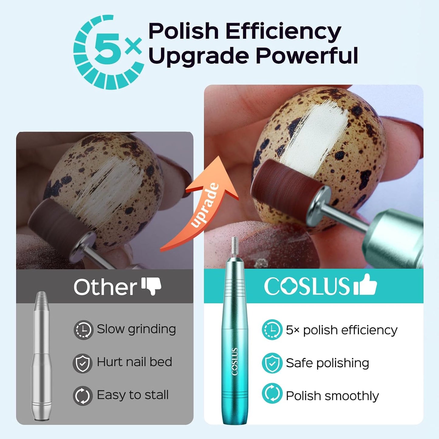 COSLUS C40 Electric Nail Drill File Professional: for Acrylic Gel Dip Powder Nails Portable Nail Machine Kit Manicure Pedicure Tools Polishing Set with Nail Drill Bits Sanding Bands