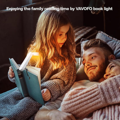 VAVOFO USB Rechargeable Book Light, Blue Light Blocking, Amber Clip-On Bookmark Shaped Reading Light, Eye Care 6 LEDs With 9 Lighting Modes for Bookworms (Grey)