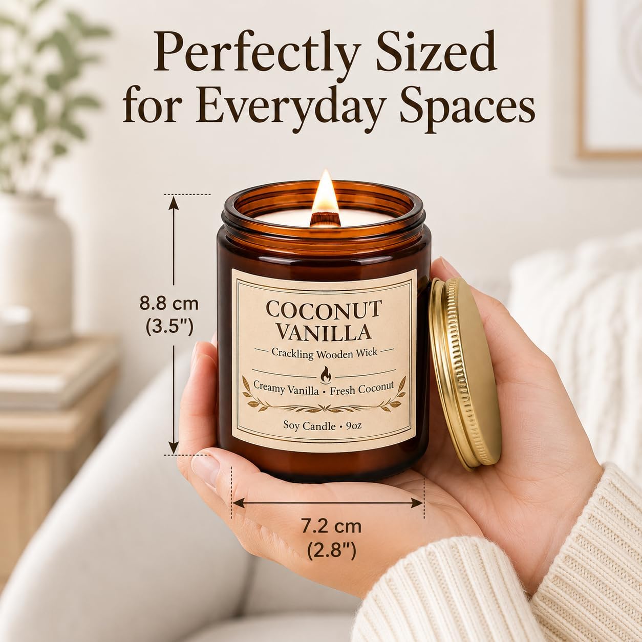 Soy Candles Set of 4, 9oz Natural Soy Wax Aromatherapy Candles, Home Scented Candles with 4 Scents (Lavender, Amber Sandalwood, White Sage, Coconut Vanilla), Gifts for Mom, Women, Relaxation, Yoga
