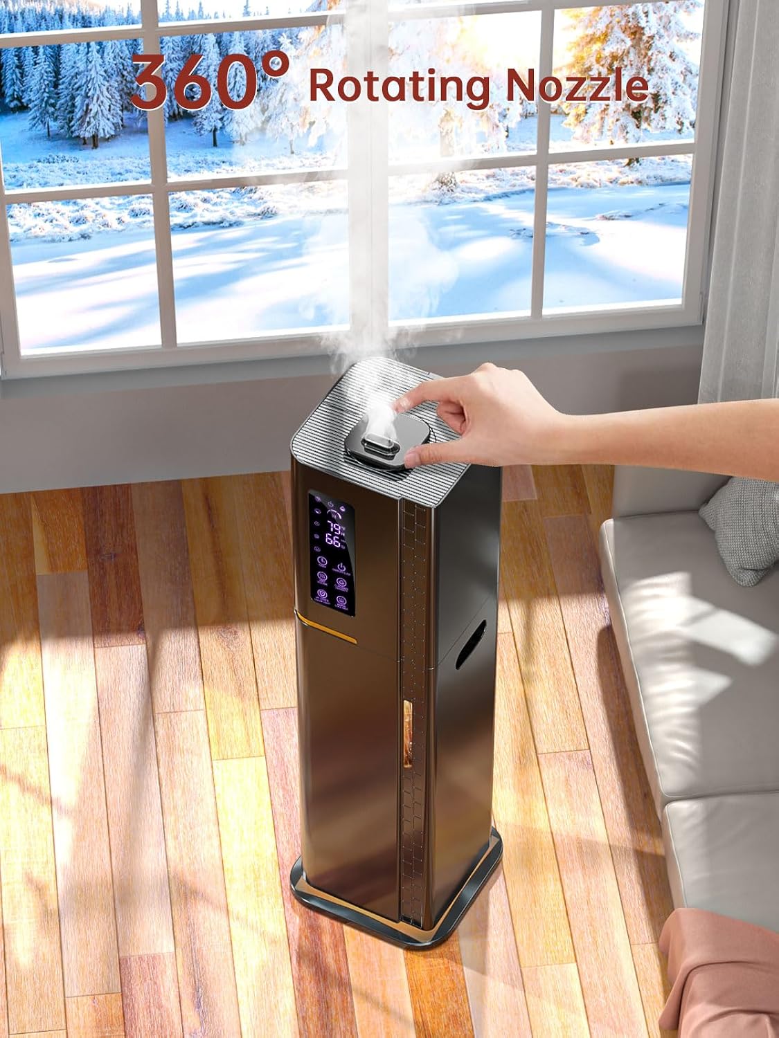 2.64Gal Humidifiers for Bedroom, Warm and Cool Mist up to 500ft², Top Fill Diffuser Ambient Light, 3 Mist Modes, 24H Timer, 35dB Quiet Humidifier for Large Room Home Office Plants
