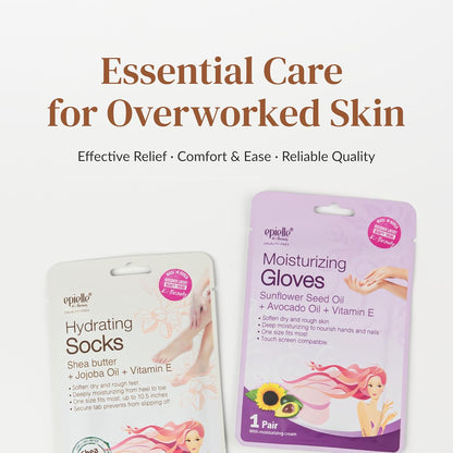 Epielle Hydrating Foot Mask 6 Pairs, Relieve and Soften with Shea Butter & Jojoba Oil, Deep Moisturizing Socks for Dry, Cracked Feet, Self Care Gifts for Women, Spa Kit