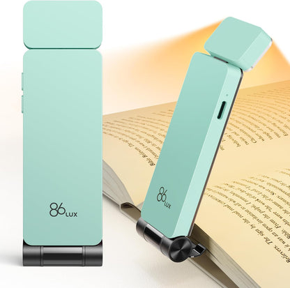86lux Book Light, Rechargeable Reading Lights for Books in Bed, Ultralight Clip-on LED Bookmark Lamp with 3 Amber Colors & Stepless Dimming for Night Reading for Book Lovers, Papaya Orange