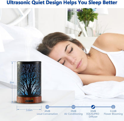 EQUSUPRO Essential Oil Diffuser 300ml Metal Electric Ultrasonic Diffuser for Large Room with Auto Shut-Off, 4 Timer Setting &7 Colors Night Light for Home