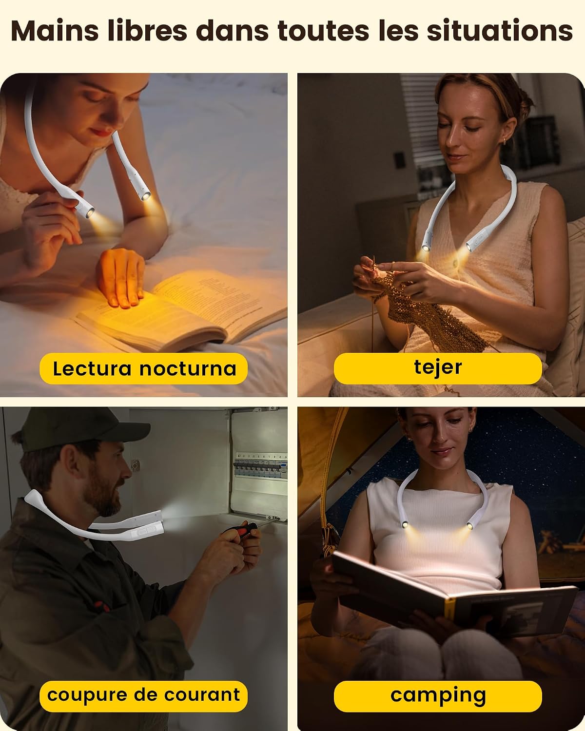 Glocusent Neck Book Light, Rechargeable Neck Lights for Crafts Reading