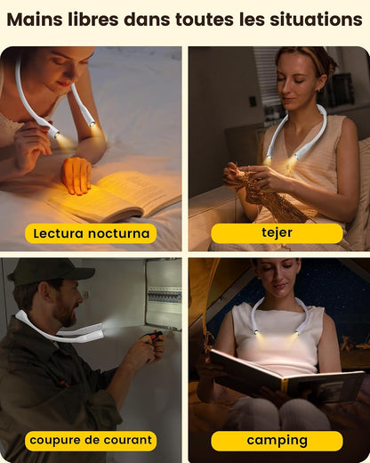 Glocusent Neck Book Light, Rechargeable Neck Lights for Crafts Reading