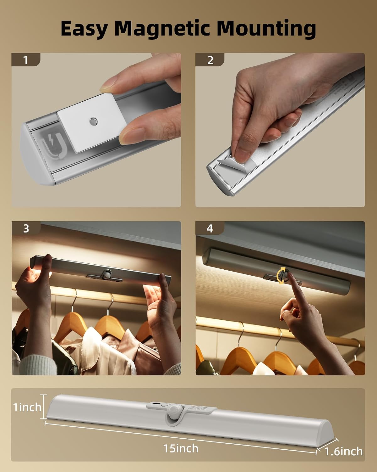 EZVALO 13-inch Closet Lights, Motion Sensor Lights Indoor