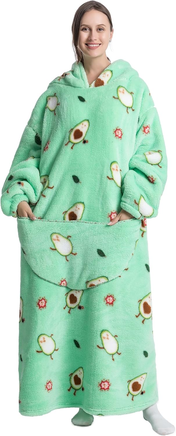 Capecage Blanket Hoodie, Long Hooded Blanket Sweatshirt as Birthday Gifts for Women Men, Long Wearable Blanket for Women Men.
