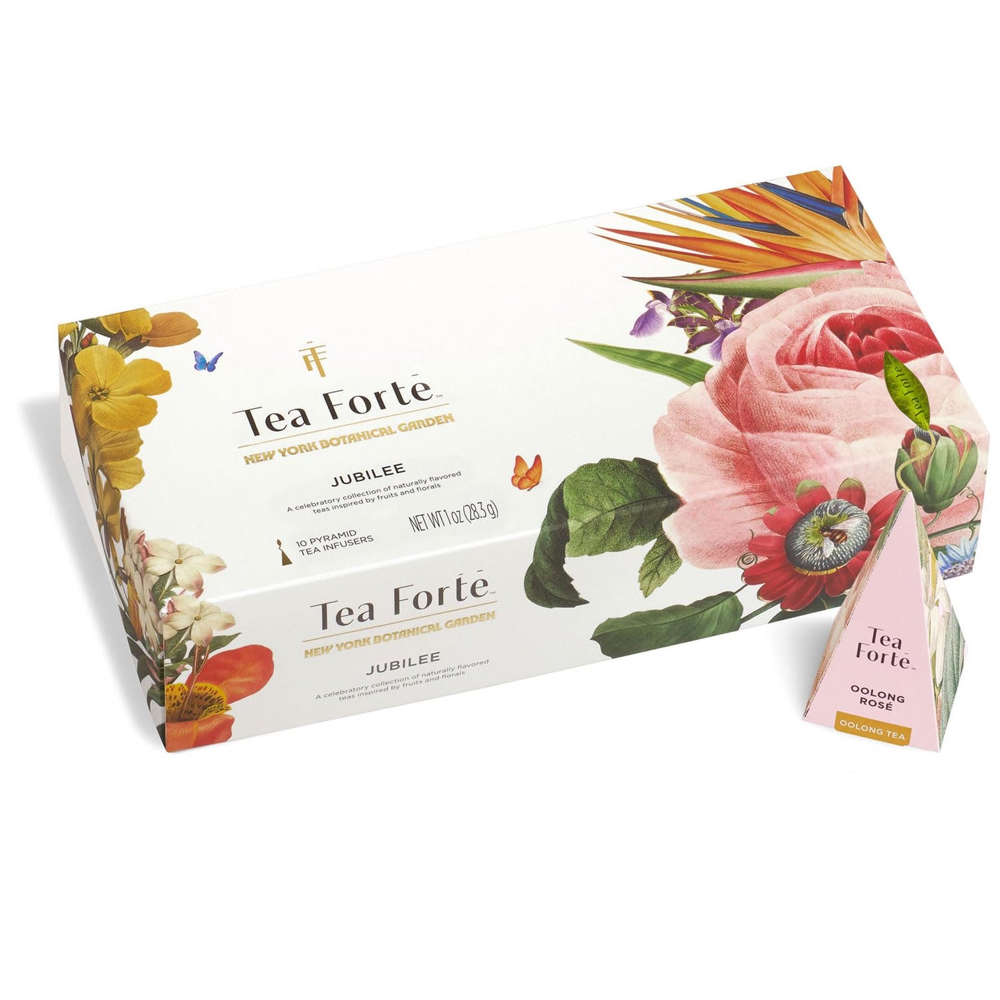 Tea Forte Premium Petite Presentation Box Gift Set Sampler, 10 Count, 2 of Each Blend Individually Wrapped Handcrafted Pyramid Infuser Bags, Demoiselle Tea