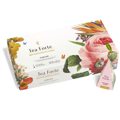 Tea Forte Premium Petite Presentation Box Gift Set Sampler, 10 Count, 2 of Each Blend Individually Wrapped Handcrafted Pyramid Infuser Bags, Demoiselle Tea