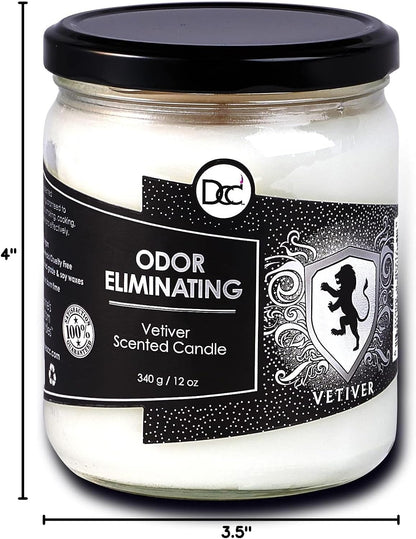 Vanilla Bean Odor Eliminating Highly Fragranced Candle - Eliminates 95% of Pet, Smoke, Food, and Other Smells Quickly - Up to 80 Hour Burn time - 12 Ounce Premium Soy Blend - Colors A