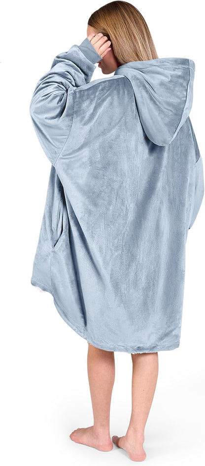 Bare Home Wearable Blanket Hoodie - Soft Plush Sherpa - Warm and Cozy - Oversized Wearable Blanket