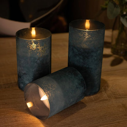 ANGELLOONG Flickering Flameless Candles, Realistic Battery Operated Candles with Remote and Timer, Set of 3 LED Candles for Fall Room Home Wedding Decor Centerpieces Table Party Christmas Decorations