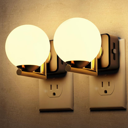 L LOHAS LED Night Lights Plug into wall, Amber Night Light with Adjustable Brightness, Plug in NightLight with Auto Light Sensor, Wall Sconce-Style Design Night Light for Bathroom,Hallway, 2 Pack