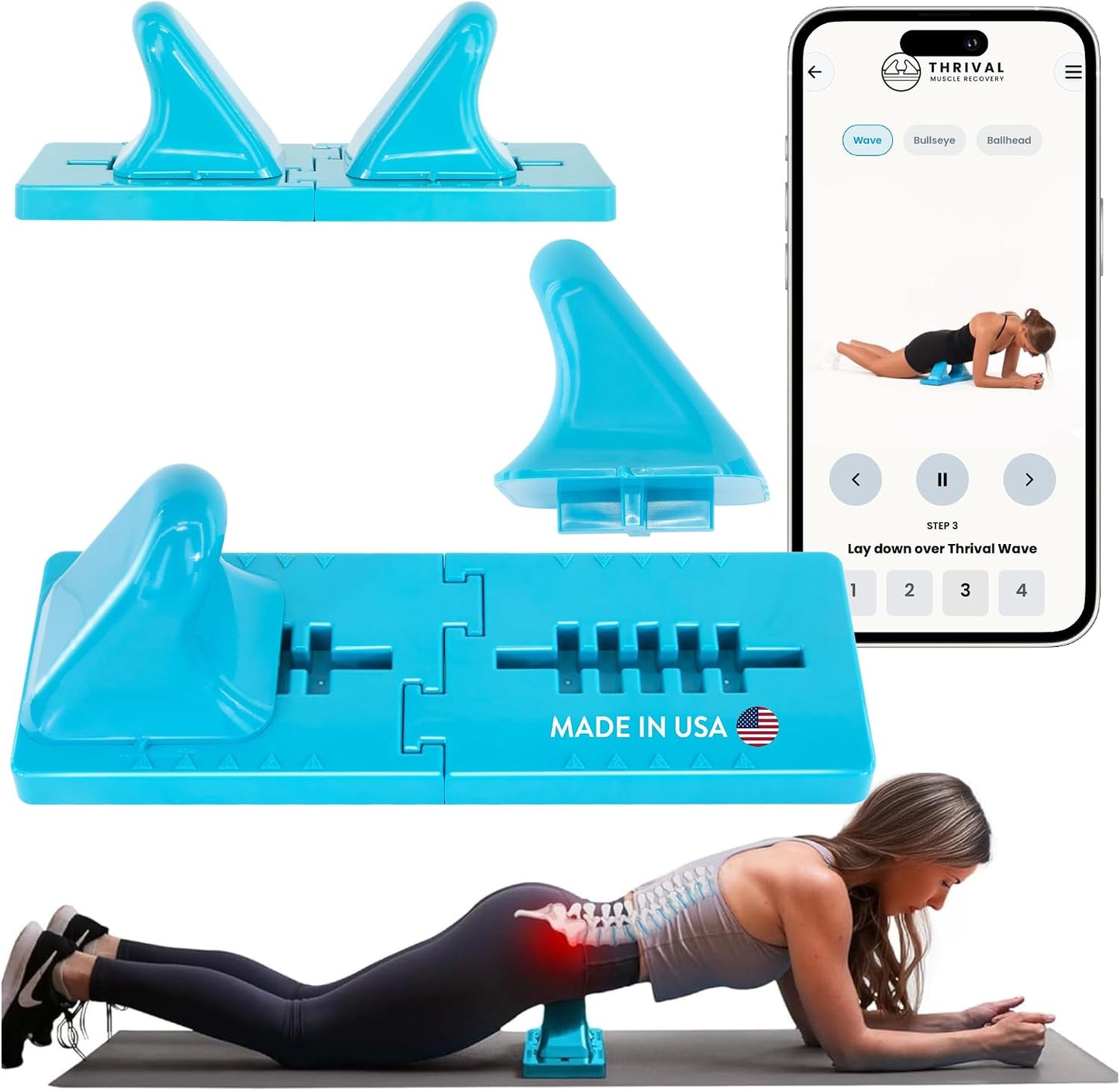 Thrival Arch Back Stretcher - Psoas Muscle Release Tool App for Hip Flexor, Back, Glute, Iliacus, and Neck - Spine Decompressor, Trigger Point, and Myofascial Release – Carbon Black