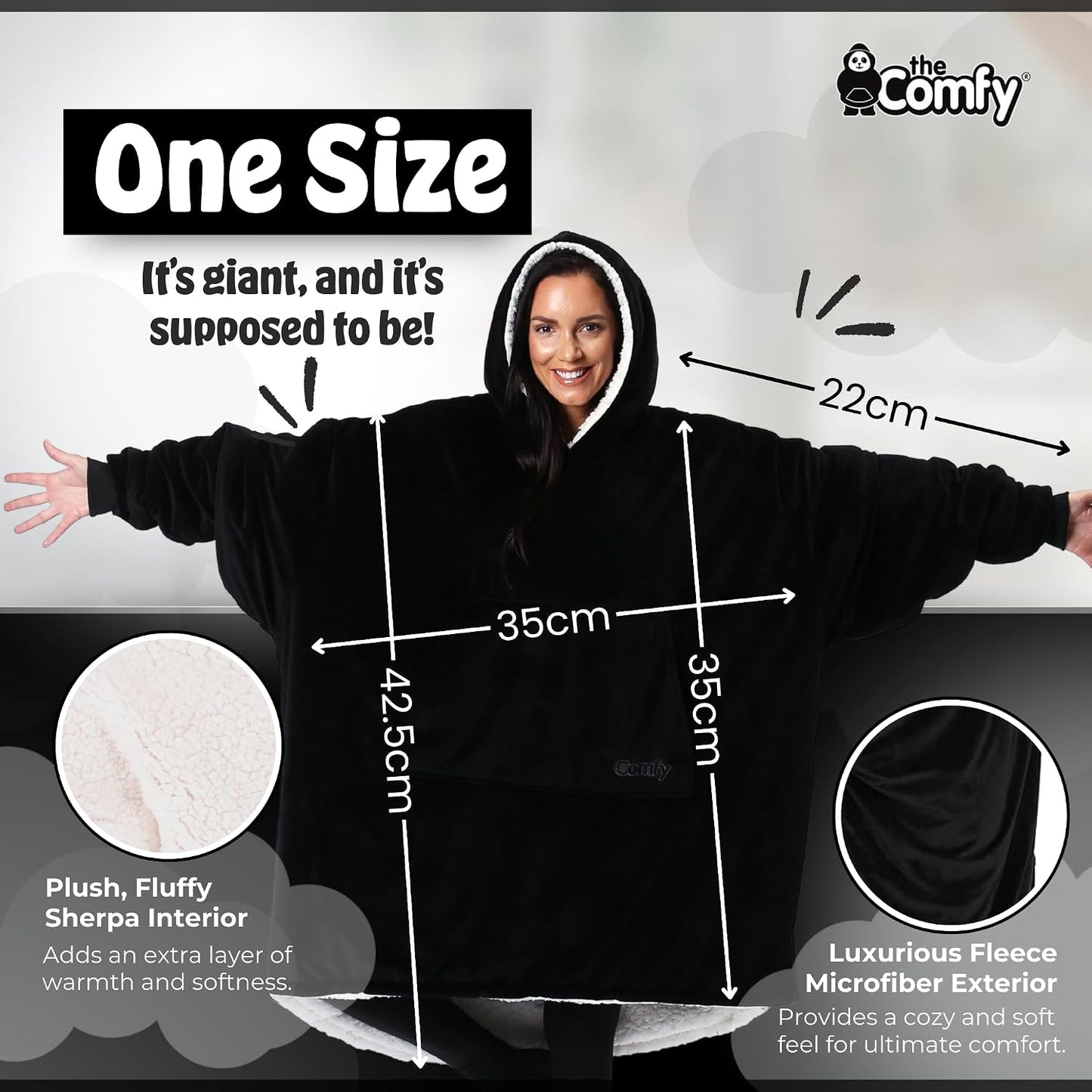 THE COMFY Original | From Shark Tank | Patented | Oversized Sherpa Wearable Blanket Hoodie| Gift for Women & Men | One Size