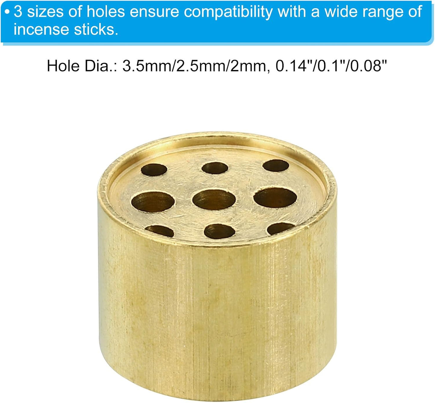 PATIKIL Incense Holder, 2 Pack Brass Incense Cone Burner Stick Holder with 9 Holes Incense Stand Base for Yoga Spa Room Home Office, 0.8" Dia. 0.4" Tall