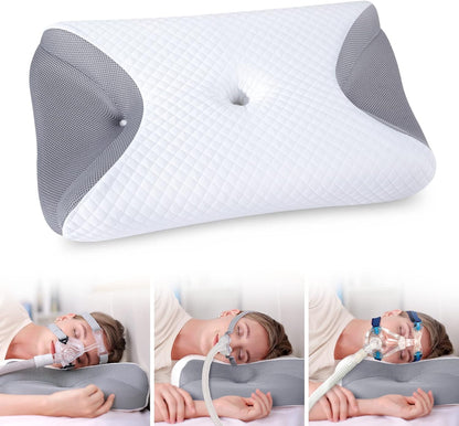 HOMCA CPAP Pillow for Side Sleeping, CPAP Nasal Pillows for All CPAP Masks Users to Reduce Air Leaks & Masks Pressure, Neck Support Pillows for Sleeping for Neck Pain Relief