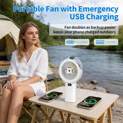 BQSS Handheld Misting Fan Portable for Travel Home Office Outdoor, White