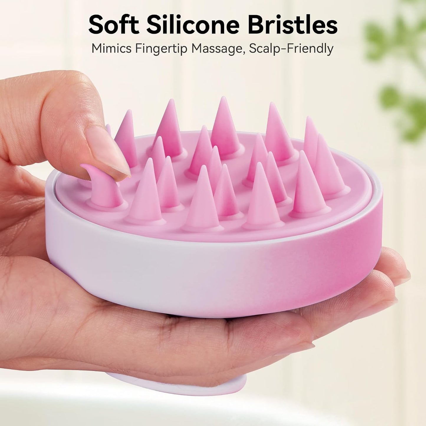 HEETA Scalp Massager Hair Growth, Soft Silicone Scalp Scrubber Shampoo Brush for Exfoliation, Dandruff Removal Head Massage Stress Relax, Wet & Dry Use for Thick Thin Curly Hair Care, Black