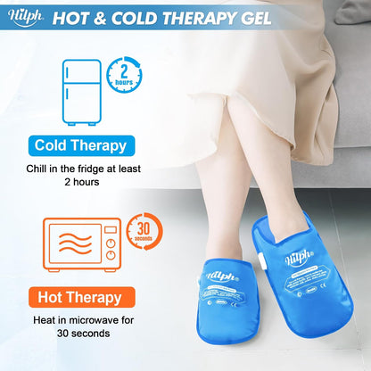 Hilph Foot Ice Pack Slippers,1 Pair Ice Pack for Foot and Toes for Plantar Fasciitis, Gout, Bunions & Neuropathy Relief, HSA or FSA Eligible Hot Cold Therapy Gel Slippers for Surgery Recovery, Blue