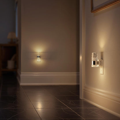 Briignite Night Lights Plug into Wall, Modern LED Night Light Plug in, Dusk to Dawn Sensor,Amber Night Light 0-100LM Adjustable Brightness, Dimmable NightLight for Hallway, Bedroom, Stairway, 2 Pack