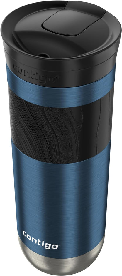 Contigo SNAPSEAL Insulated Stainless Steel Travel Mug with Grip 20oz. Blue Corn Transparent Satin & Midnight Berry