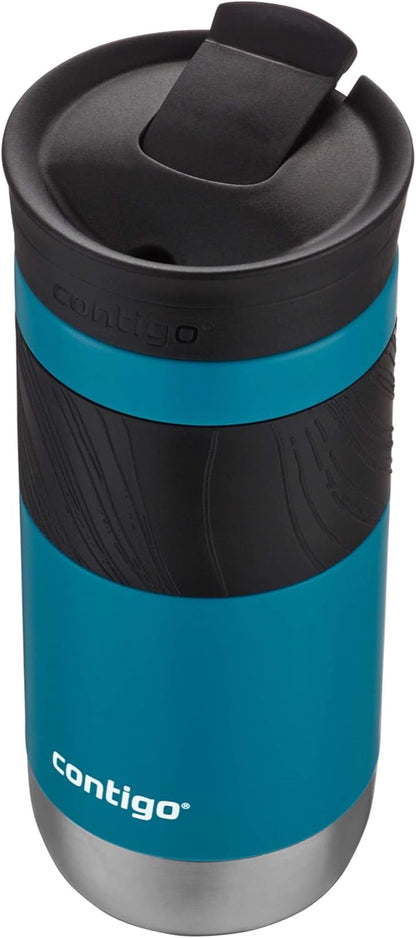 Contigo SNAPSEAL Insulated Stainless Steel Travel Mug with Grip 20oz. Blue Corn Transparent Satin & Midnight Berry
