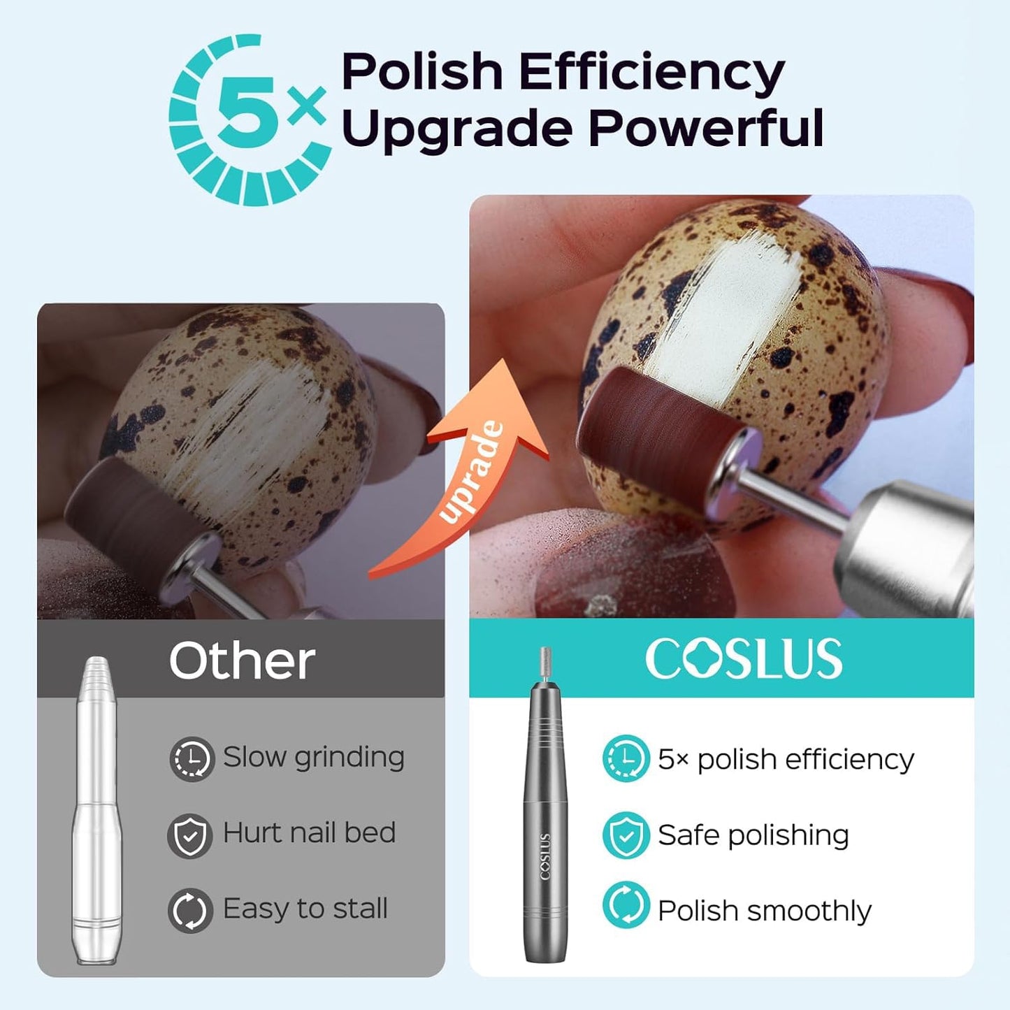 COSLUS C40 Electric Nail Drill File Professional: for Acrylic Gel Dip Powder Nails Portable Nail Machine Kit Manicure Pedicure Tools Polishing Set with Nail Drill Bits Sanding Bands