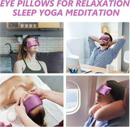 RelaxCoo Lavender Eye Pillow for Relaxation, Yoga, Sleeping, Weighted Eye Mask Heated for Headache, Sinus, Dry Eye Relief, Moist Heat Eyes Compress, Meditation Accessories with Aromatherapy, Pack of 4