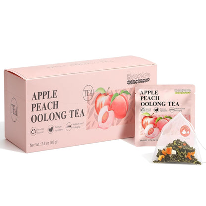 HAOYOYO Apple Peach Oolong Tea Bags, Fruity Oolong Tea, 20 Pyramid Tea Bags (4g Each), Smooth Floral Tea