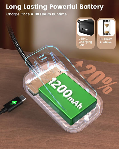 Glocusent 26 LED Rechargeable Book Light for Reading in Bed, Eye-Caring 5 Amber Colors and Stepless Dimming, Lasts 1 Week to a Months, Travel Clip on Lamp Gifts for Book Lovers, Men, Women & Kids